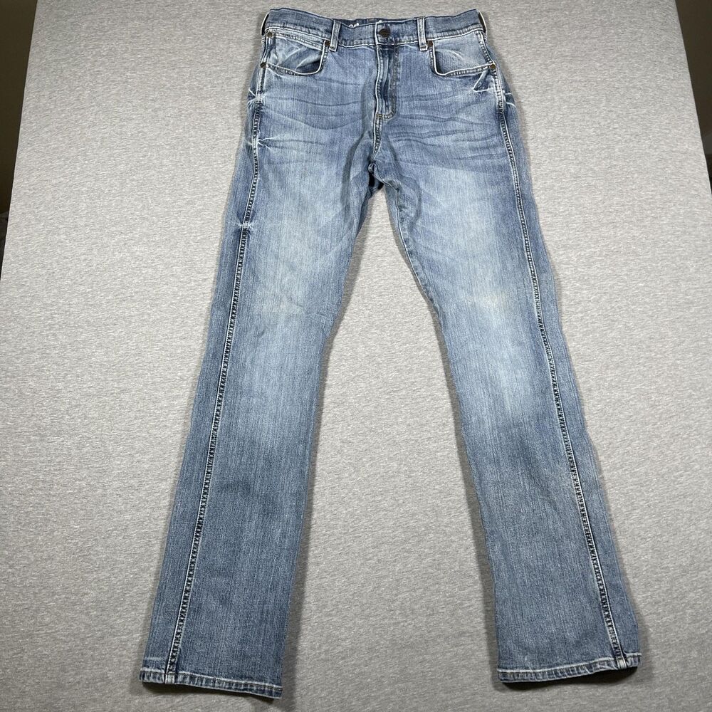 Wrangler Retro Slim Boot Jeans Mens 32x36 Blue Light Wash Slim Boot Stretch